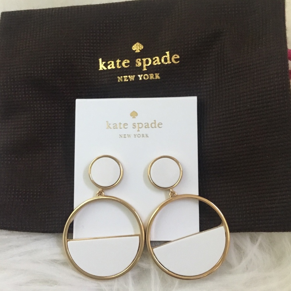 ✨Kate Spade White Twist Drop Ceramic Hoop Earrings